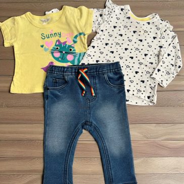 Mintás felső csomag-farmer hatású nadrággal