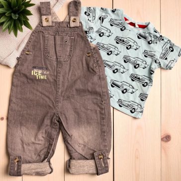 H&M autós felső, kantáros nadrággal