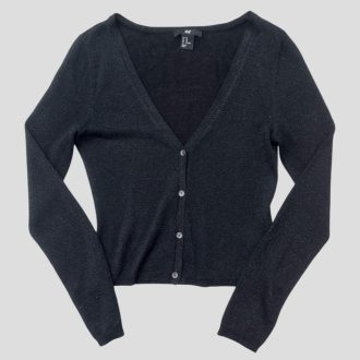 H&M csillogó, fekete kardigán 