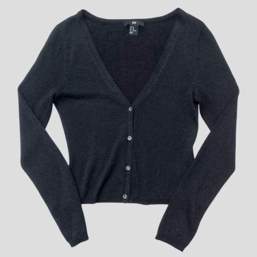 H&M csillogó, fekete kardigán 